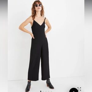 Madewell Thistle Cami Black Jumpsuit Size 0 Wide Leg Smocked